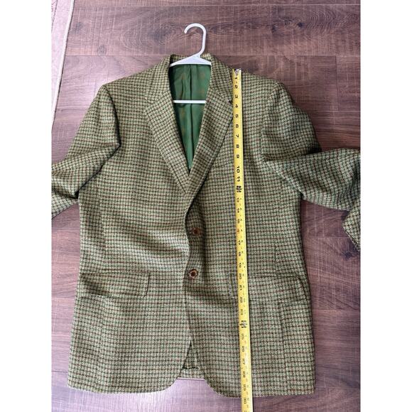 Botany 500 Blazer Bledsoe’s Mens’s Shop Green Houndstooth Wool 41 Regular Vtg - Picture 6 of 8